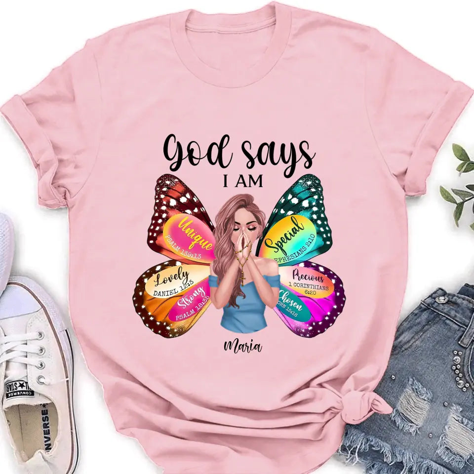 Custom Personalized Prayer T-Shirt - Inspirational Religious Wear - God Says I Am Lovely Daniel