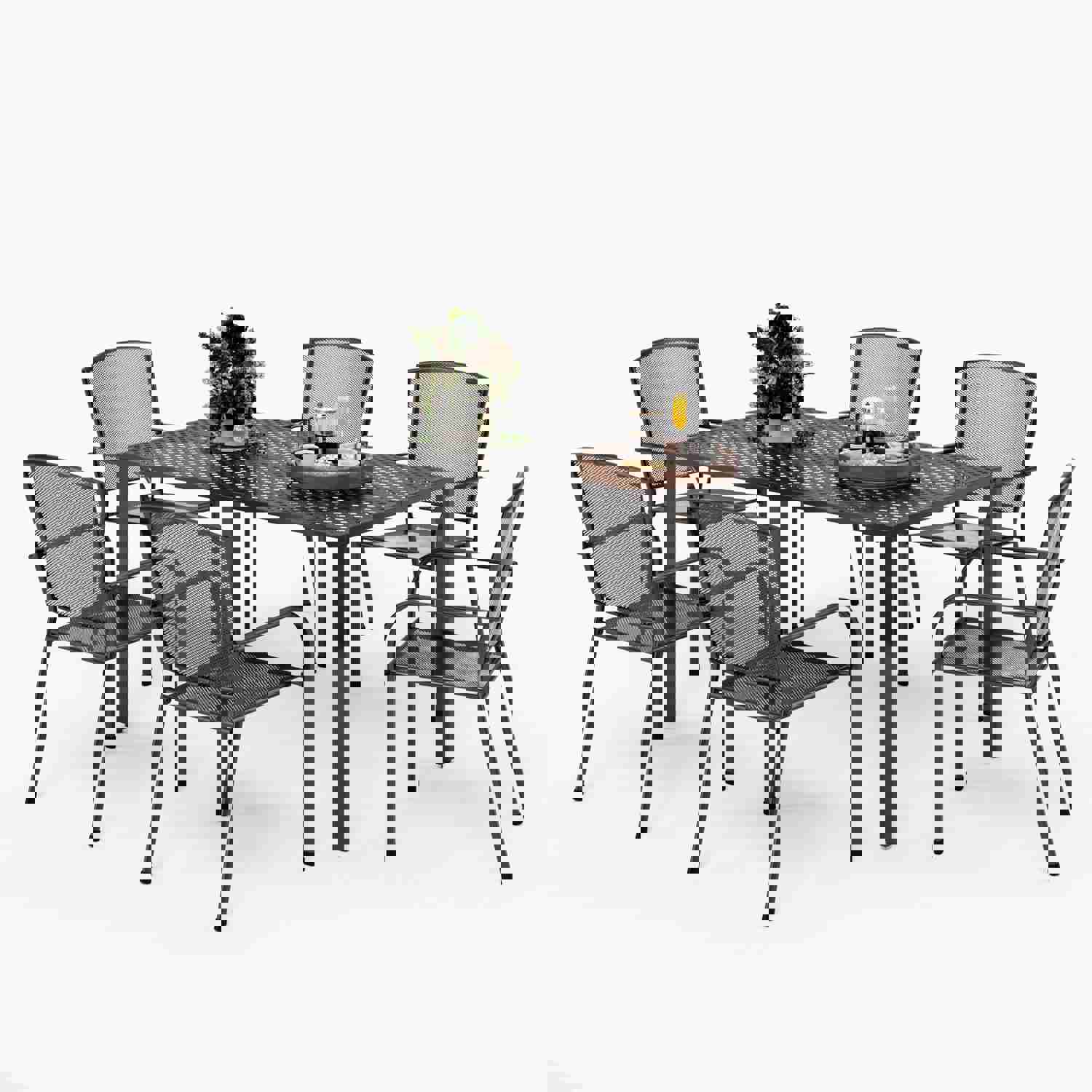 Phi Villa 7-Piece Outdoor Dining Set with Metal Steel Chairs and Rectangle Table