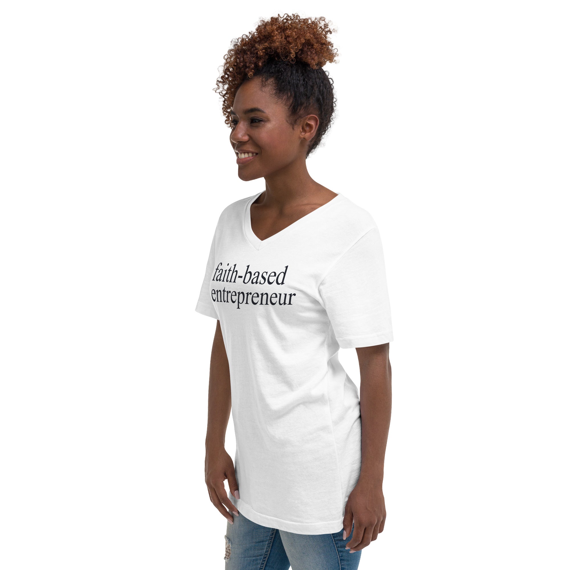 Eco-Friendly Unisex V-Neck T-Shirt (White)