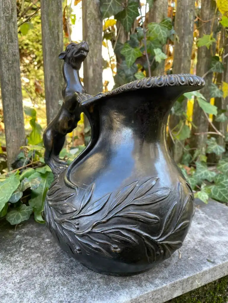 19th Century Italian Grand Tour Bronze Panther Handled Askos