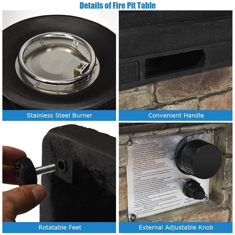 40,000 BTU Outdoor Propane Fire Pit with Weather-Resistant Cover