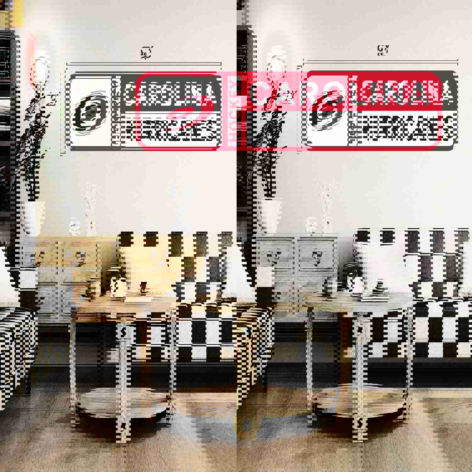 Carolina Hurricanes Hockey Themed Wall Decal, 90" x 23"