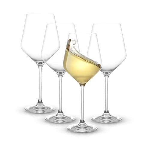 JoyJolt Layla White Wine Glasses, Premium Czech Crystal, Set of 4