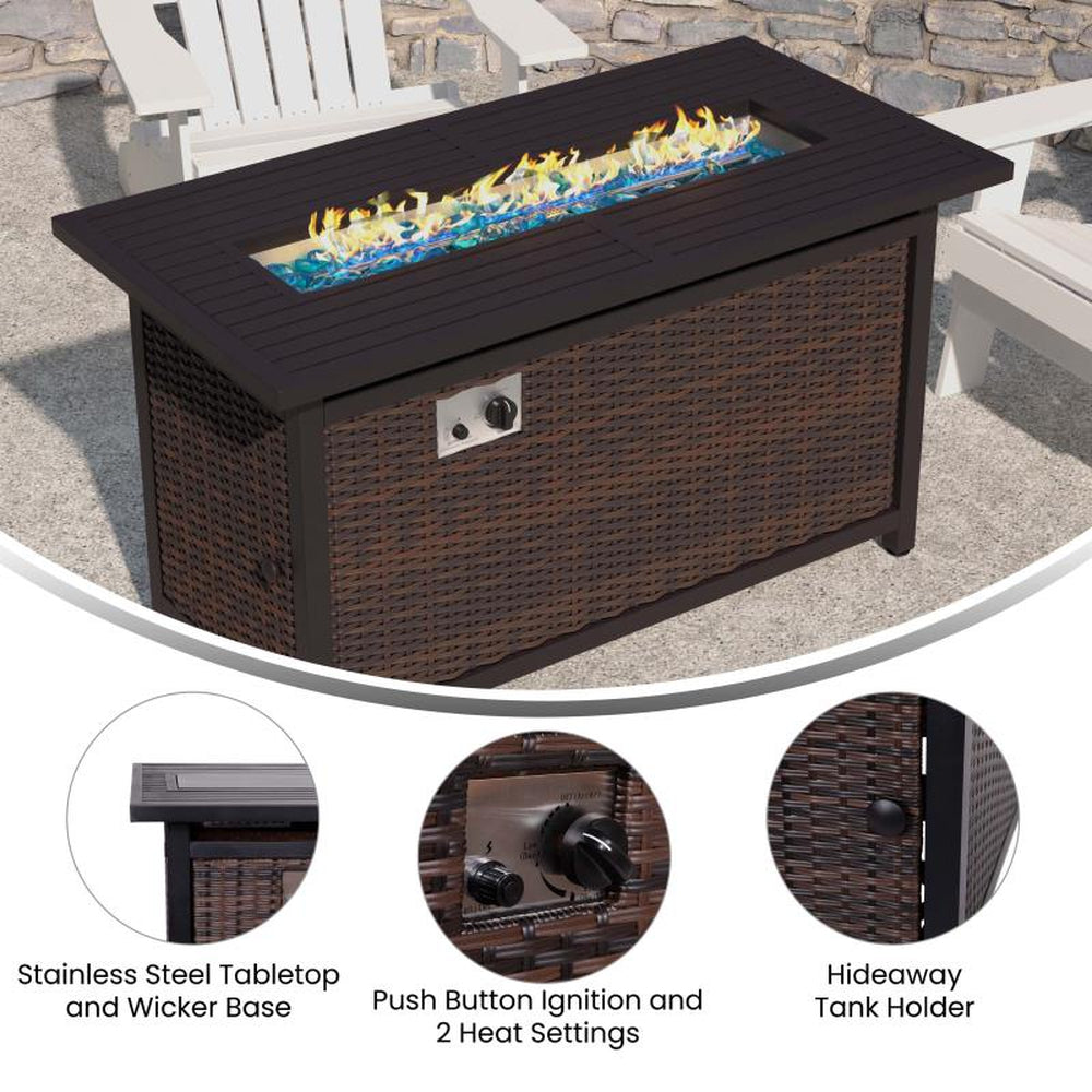 Olympia Outdoor Propane Gas Fire Pit Table with Stainless Steel Top