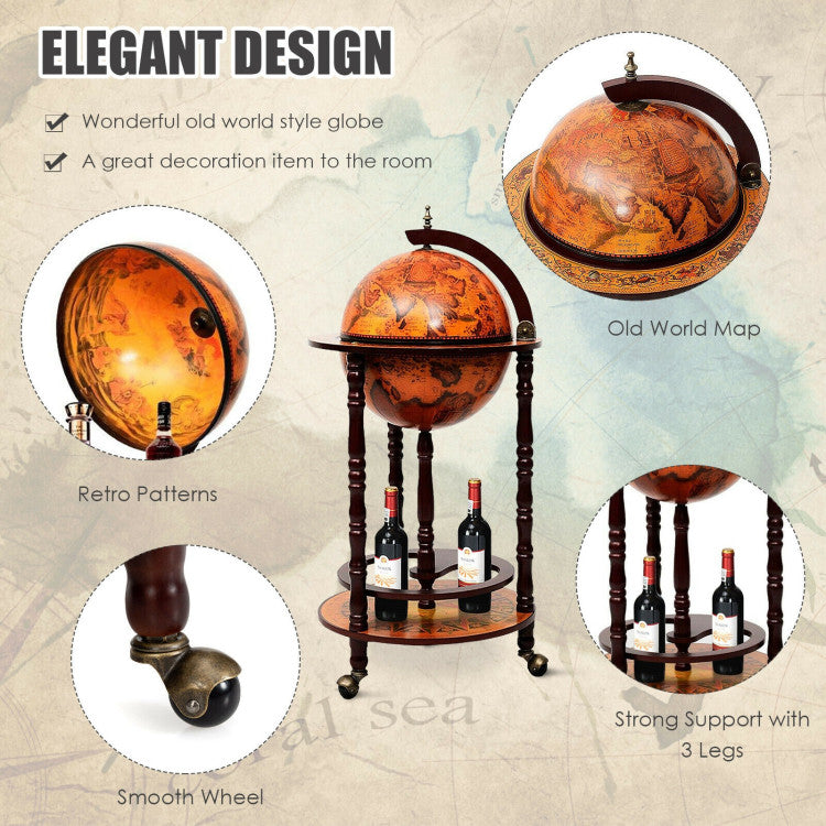 18th Century Inspired Italian Globe Wine Rack with Storage