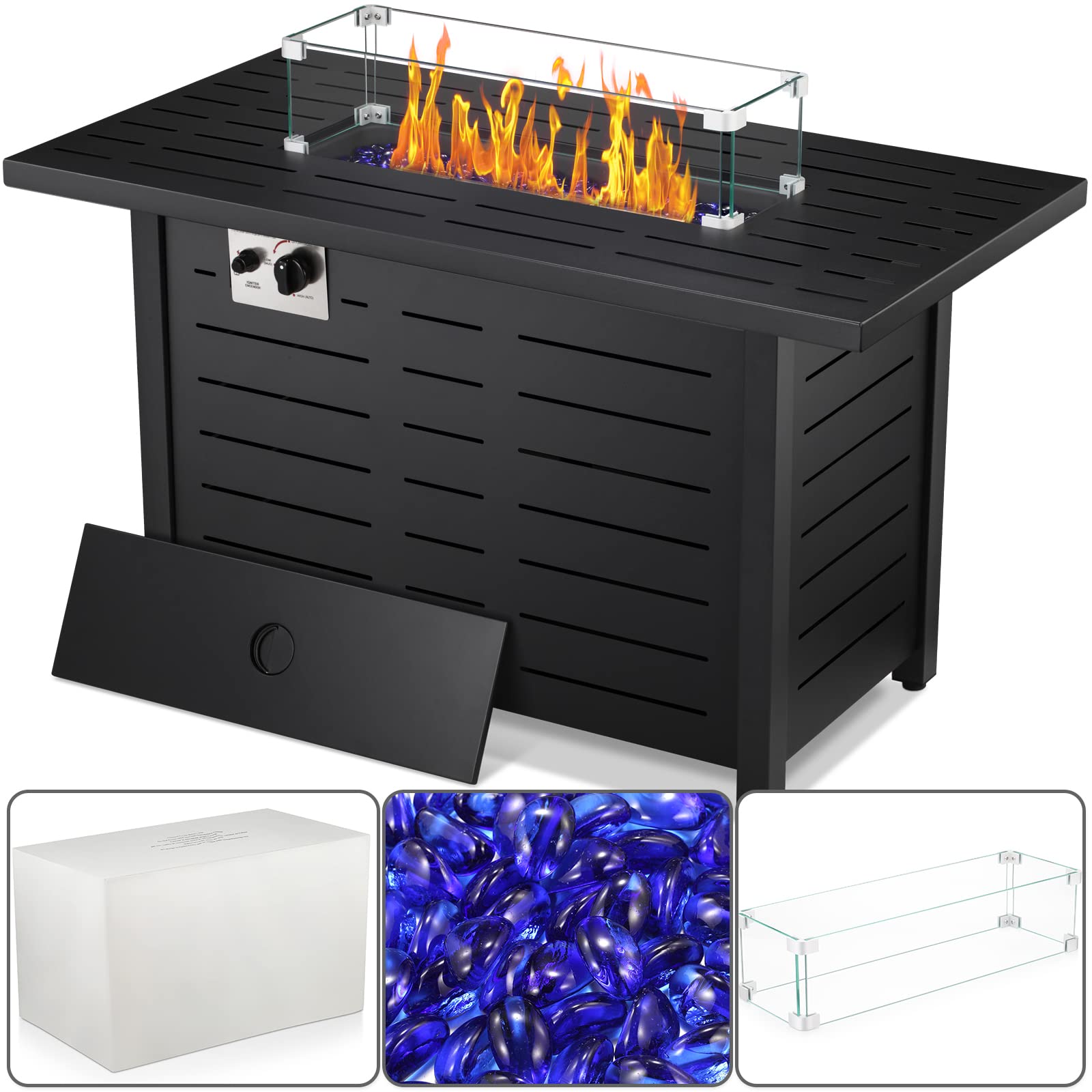 Durable Outdoor Propane Fire Pit Table with Dining Function