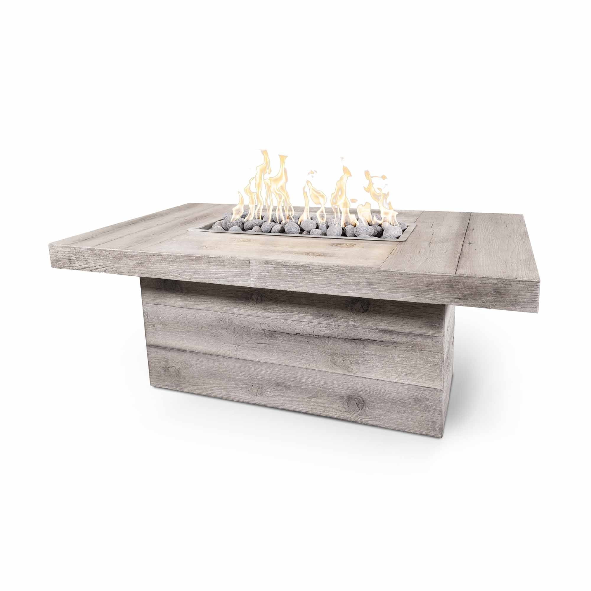 Elegant Outdoor Plus Grove Rectangle Fire Pit with Wood Grain Concrete and Free Cover