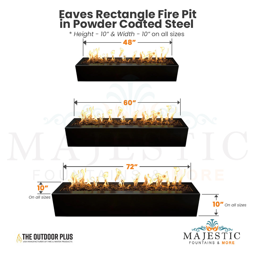 Elegant Outdoor Rectangle Fire Pit with Powder Coated Steel and Free Cover