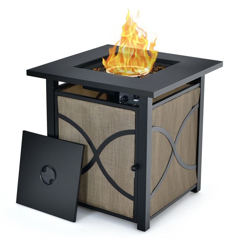 25" Square Propane Fire Pit Table with 40,000 BTU Heat and CSA Certification