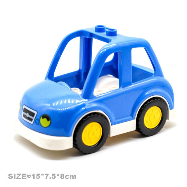 Haiyico Large Building Blocks Set for Kids - Compatible with Duplo, Vehicle and City Themes