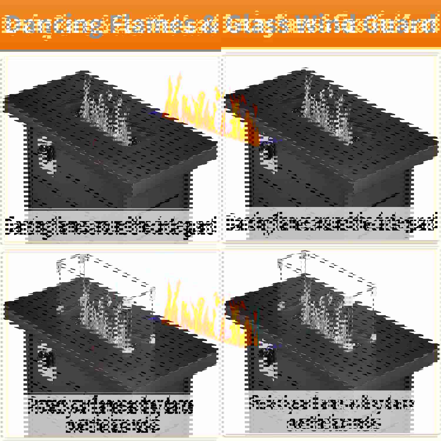 R.W.Flame 43 Inch Outdoor Propane Gas Fire Pit Table with Glass Cover