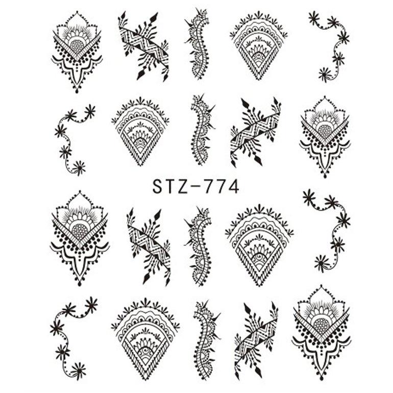 Elegant Black and White Nail Art Water Decal