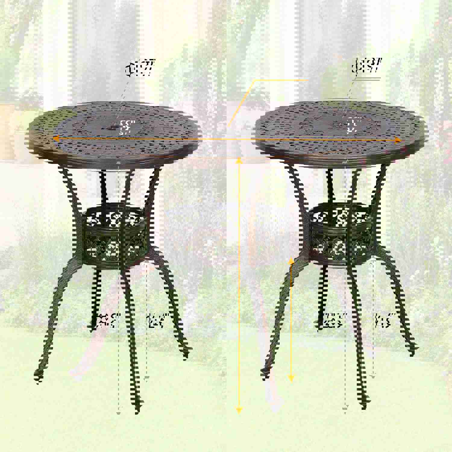 Elegant Outdoor Dining Set, PHI VILLA 5-Piece Cast Aluminum Patio Furniture with Round Table