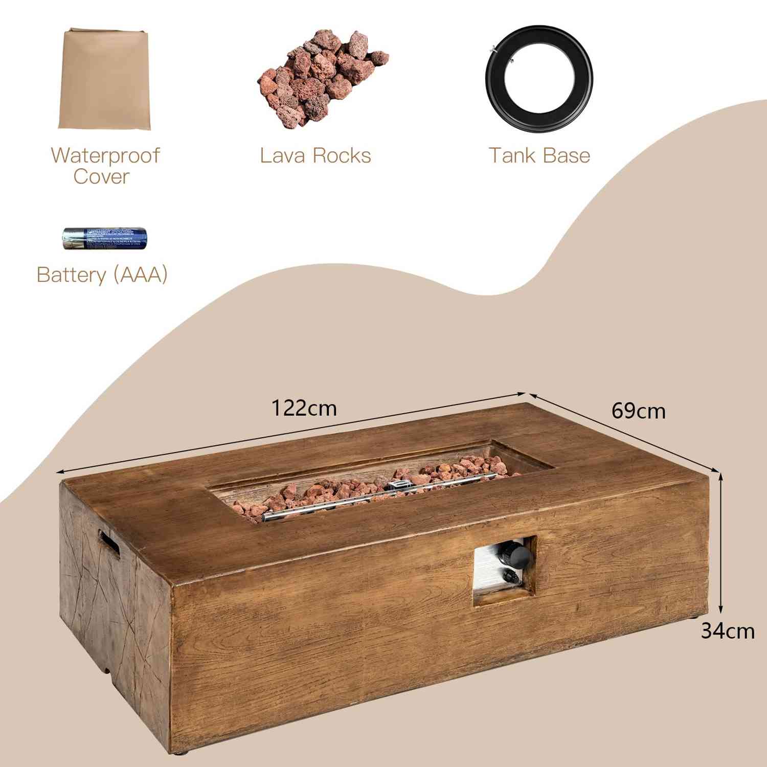 Giantex 48 Inch Outdoor Propane Fire Pit Table with 50,000 BTU Adjustable Flame