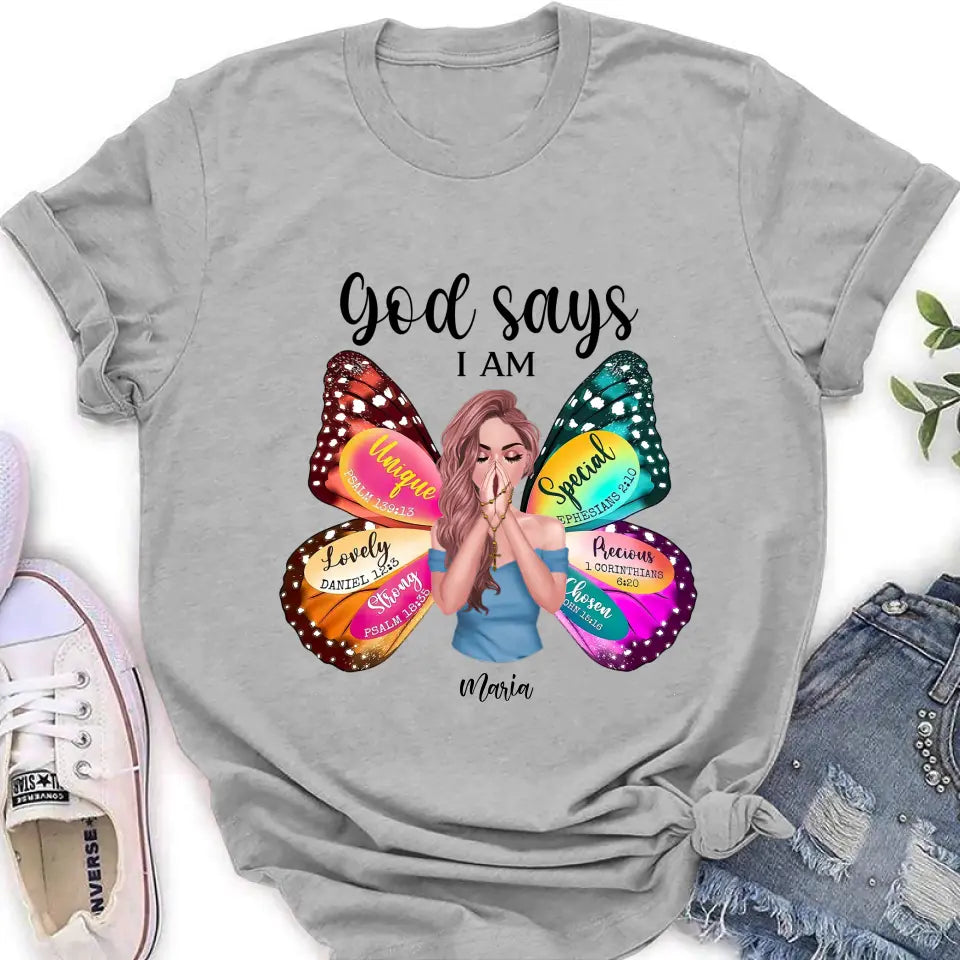 Custom Personalized Prayer T-Shirt - Inspirational Religious Wear - God Says I Am Lovely Daniel
