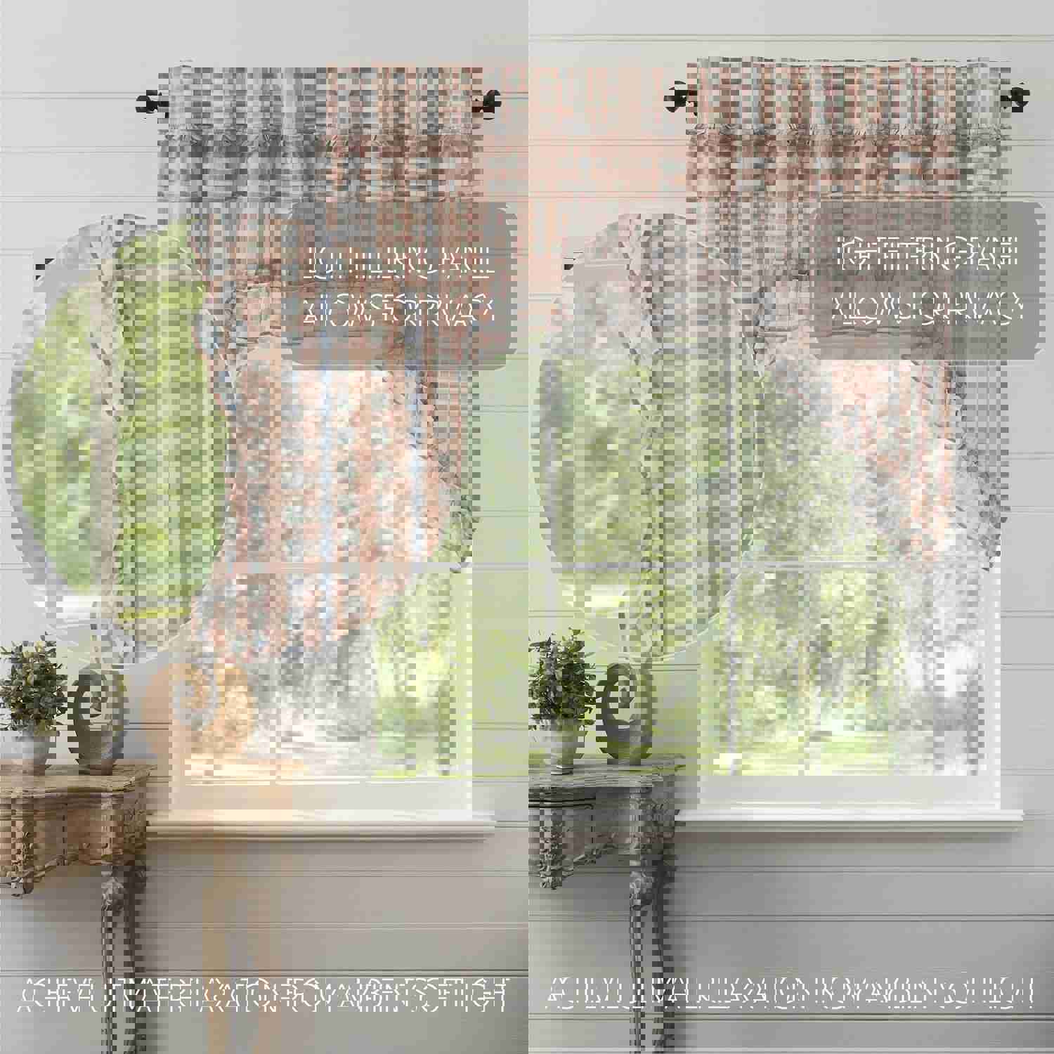 Annie Buffalo Check Ruffled Swag Set - Country Style Window Decor