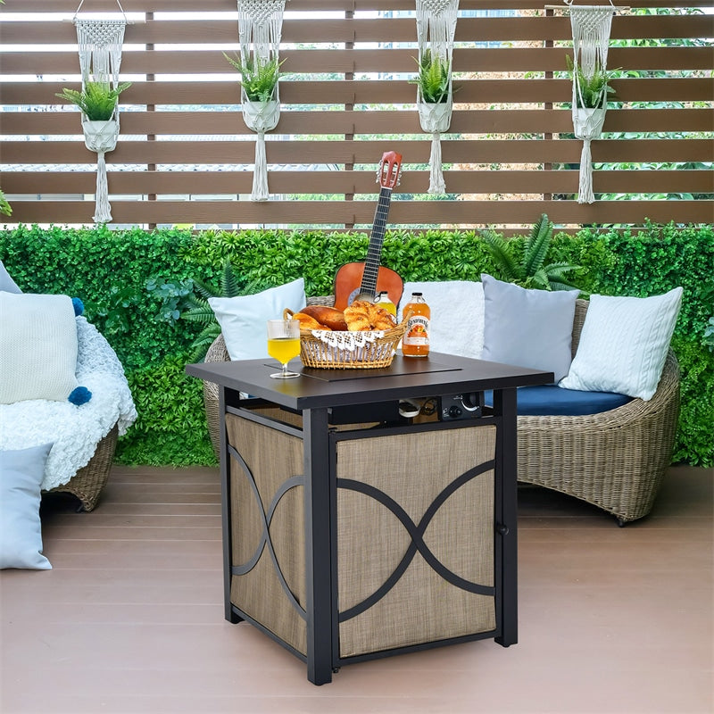25" Square Propane Fire Pit Table with 40,000 BTU Heat and CSA Certification
