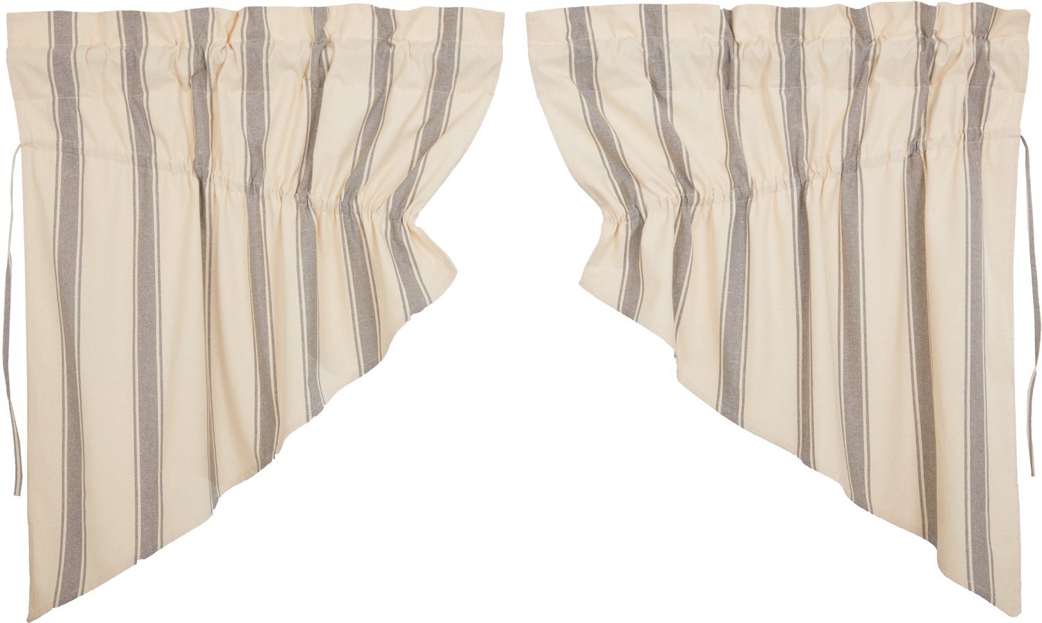 Elegant Country Style Grace Grain Sack Stripe Lined Prairie Swag Curtains