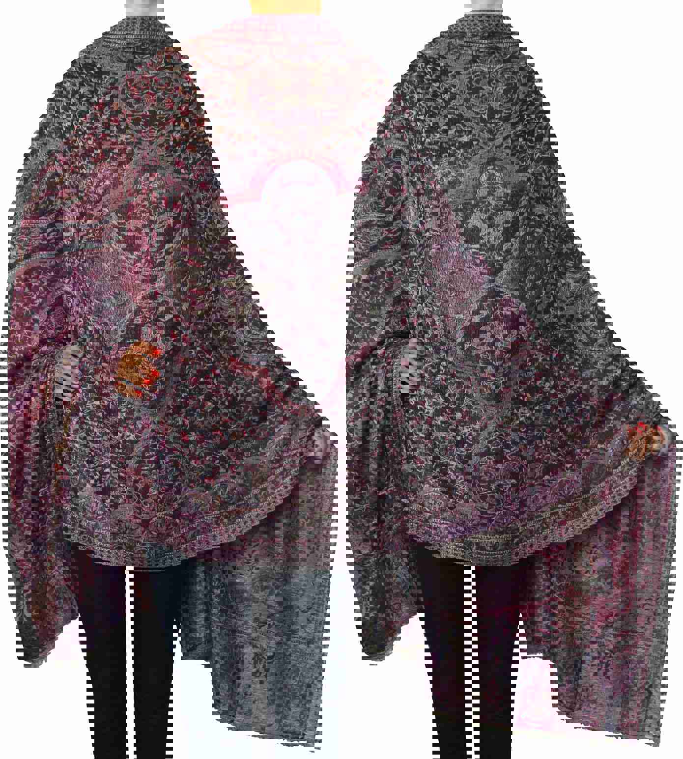 Elegant Handwoven Paisley Wool Shawl for Women