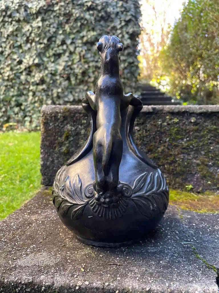19th Century Italian Grand Tour Bronze Panther Handled Askos