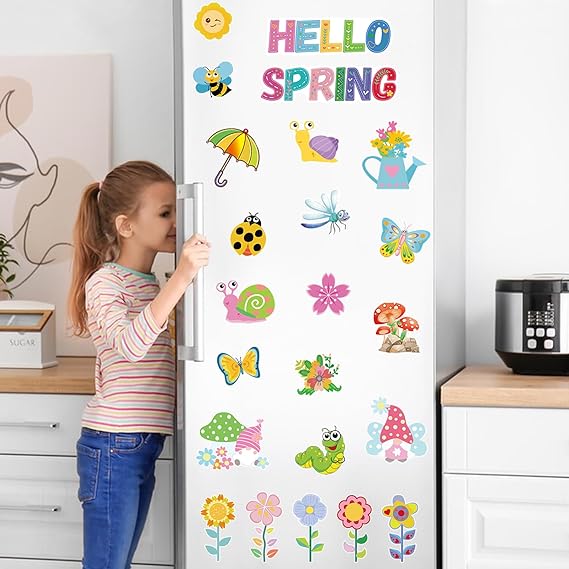 Auzesto 25Pcs Spring Themed Refrigerator Magnets