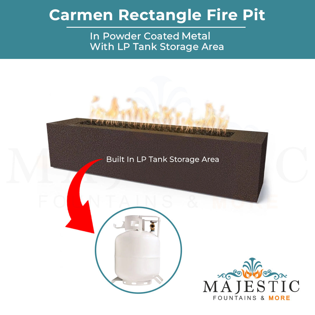 Outdoor Plus Carmen Rectangle Fire Pit with Powder Coated Steel and Free Cover