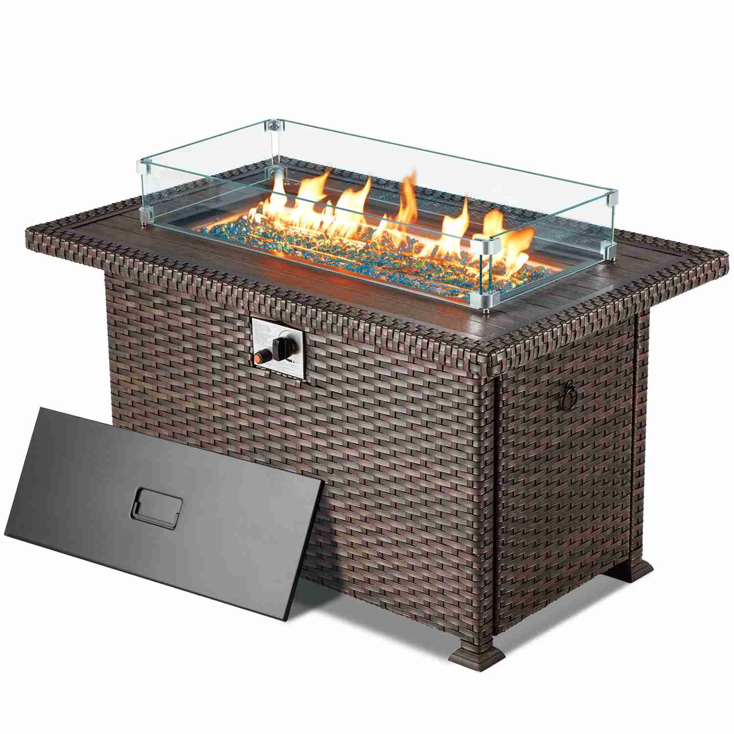 44" Eco-Friendly Outdoor Propane Gas Fire Pit Table with Auto-Ignition