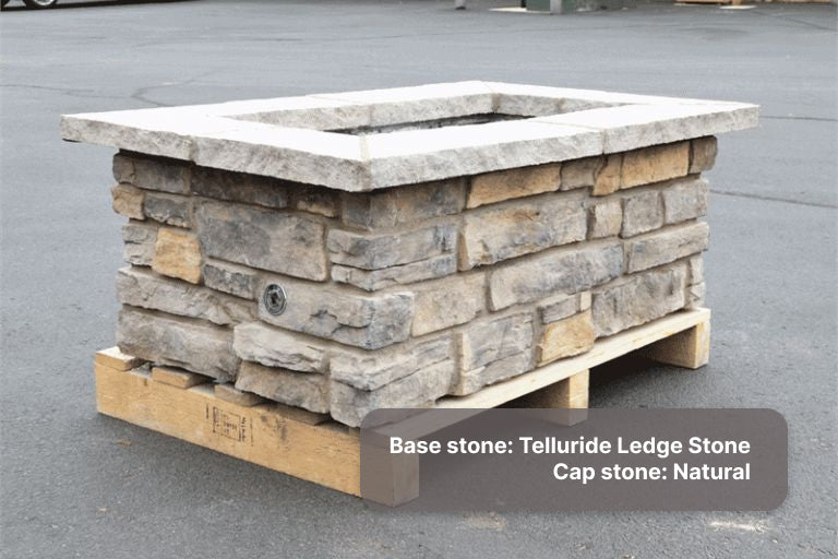 Luxury Outdoor Stone Gas Fire Pit, 48" x 30"