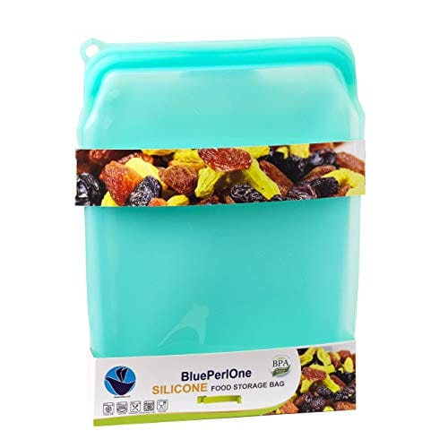 BluePerlOne Silicone Storage Bags - 2-XL, Food Grade, Reusable, BPA Free