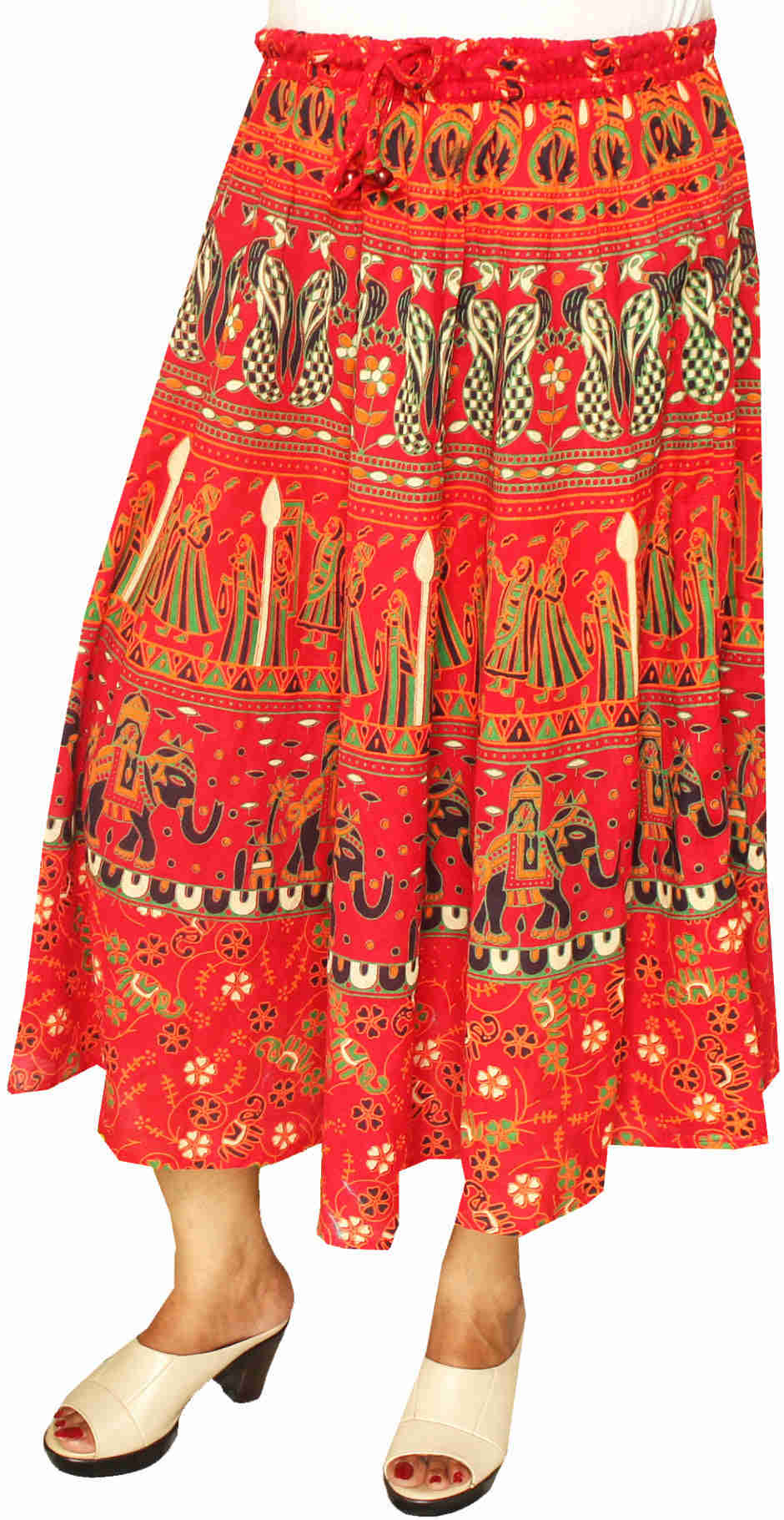Ethnic Block Printed Cotton Women's Long Skirt