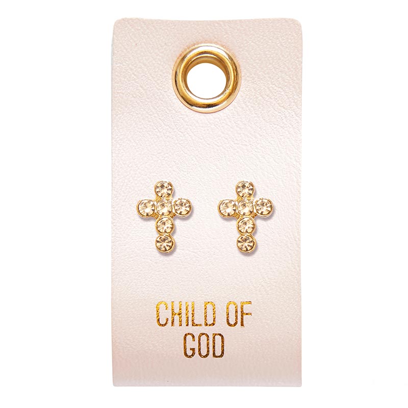 Faith-Inspired Leather Tag Stud Earrings