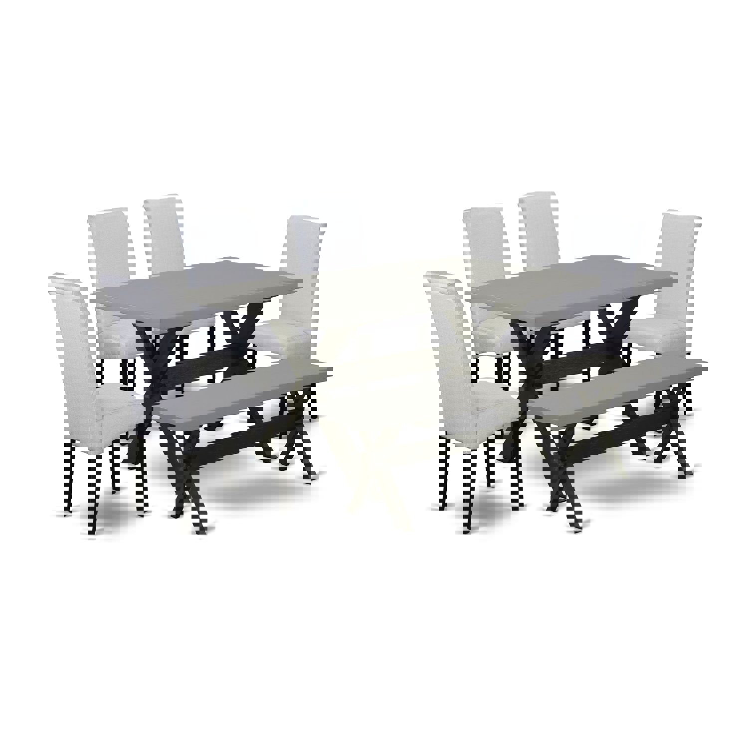Elegant 6-Piece Dining Set with Rectangular Table and Upholstered Chairs