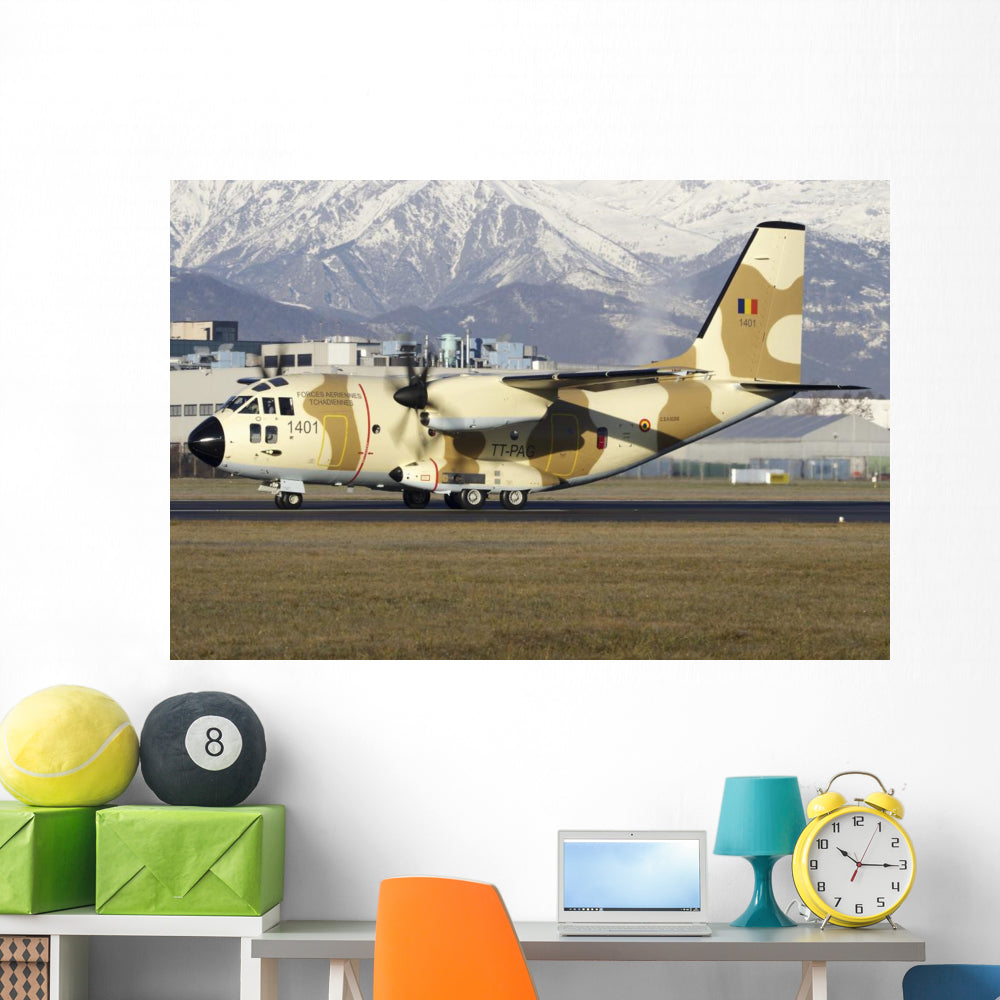 Chadian Air Force C-27J Grounded Wall Decal - Vibrant Aviation Decor