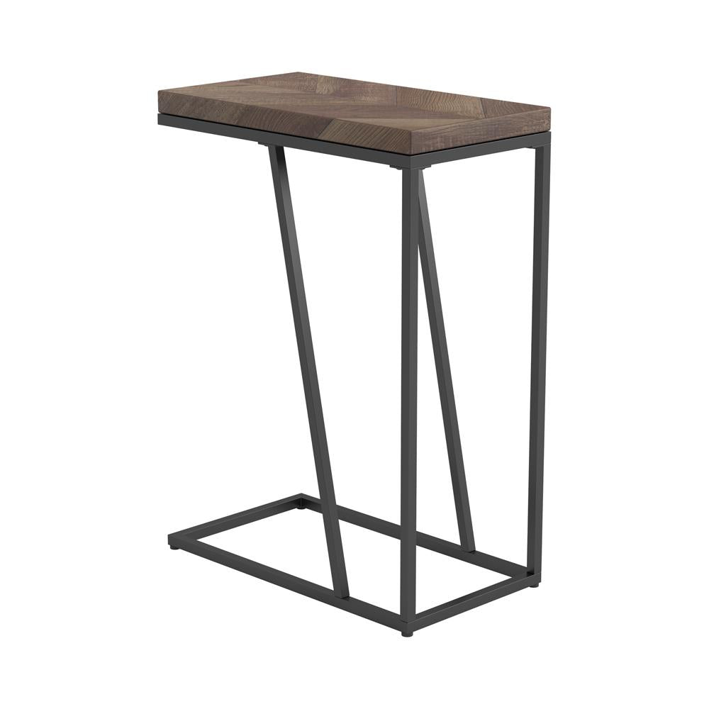 Rustic Industrial Accent Table with Chevron Design