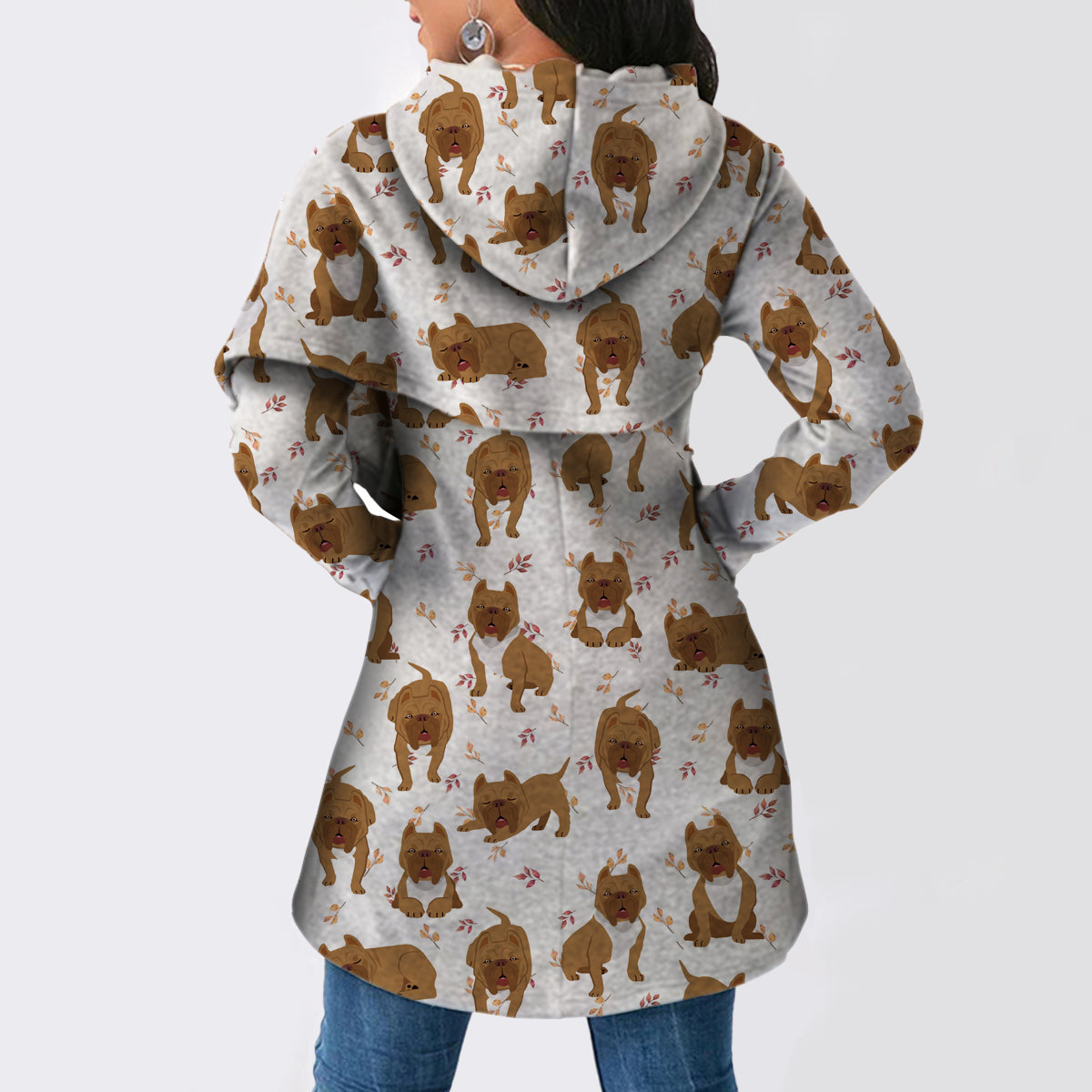 Stylish American Pit Bull Terrier Long Hoodie for Women