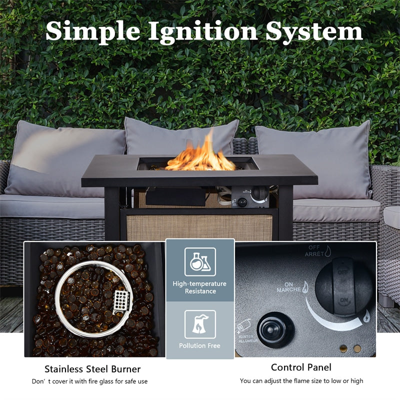 25" Square Propane Fire Pit Table with 40,000 BTU Heat and CSA Certification