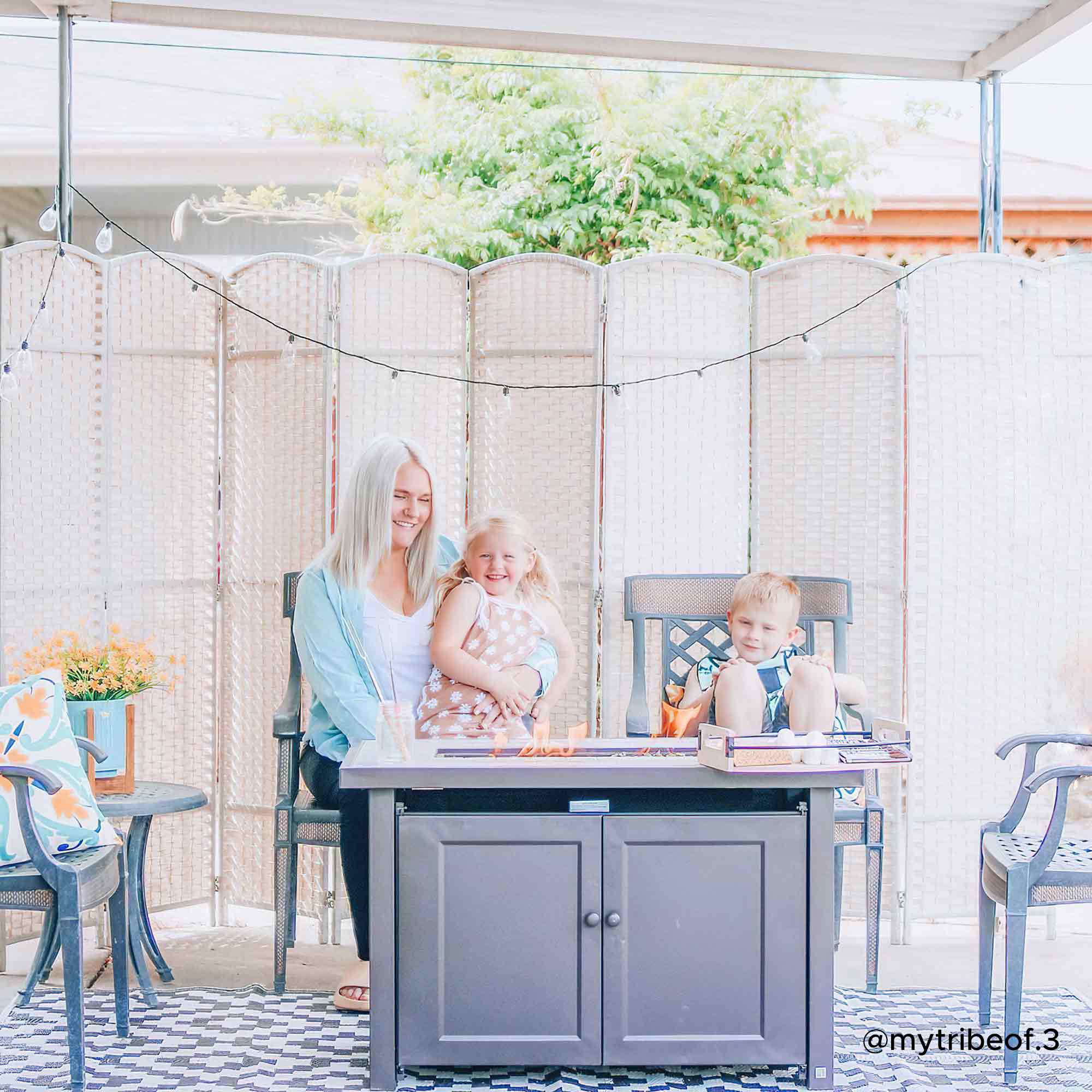Sunjoy Outdoor Propane Fire Pit Table with Hidden Tank, Smokeless & Stylish