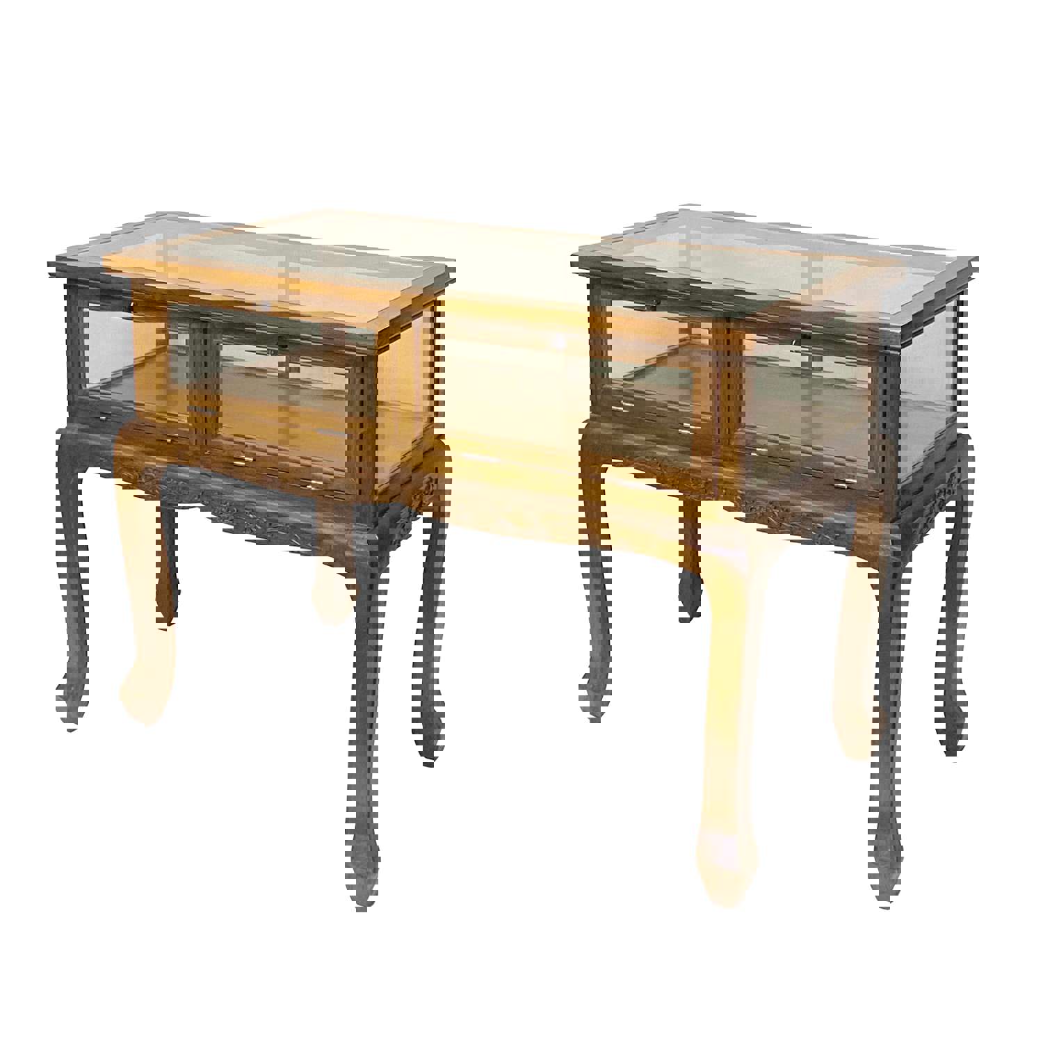 Elegant Oriental Craw Legs Glass Top Console Table
