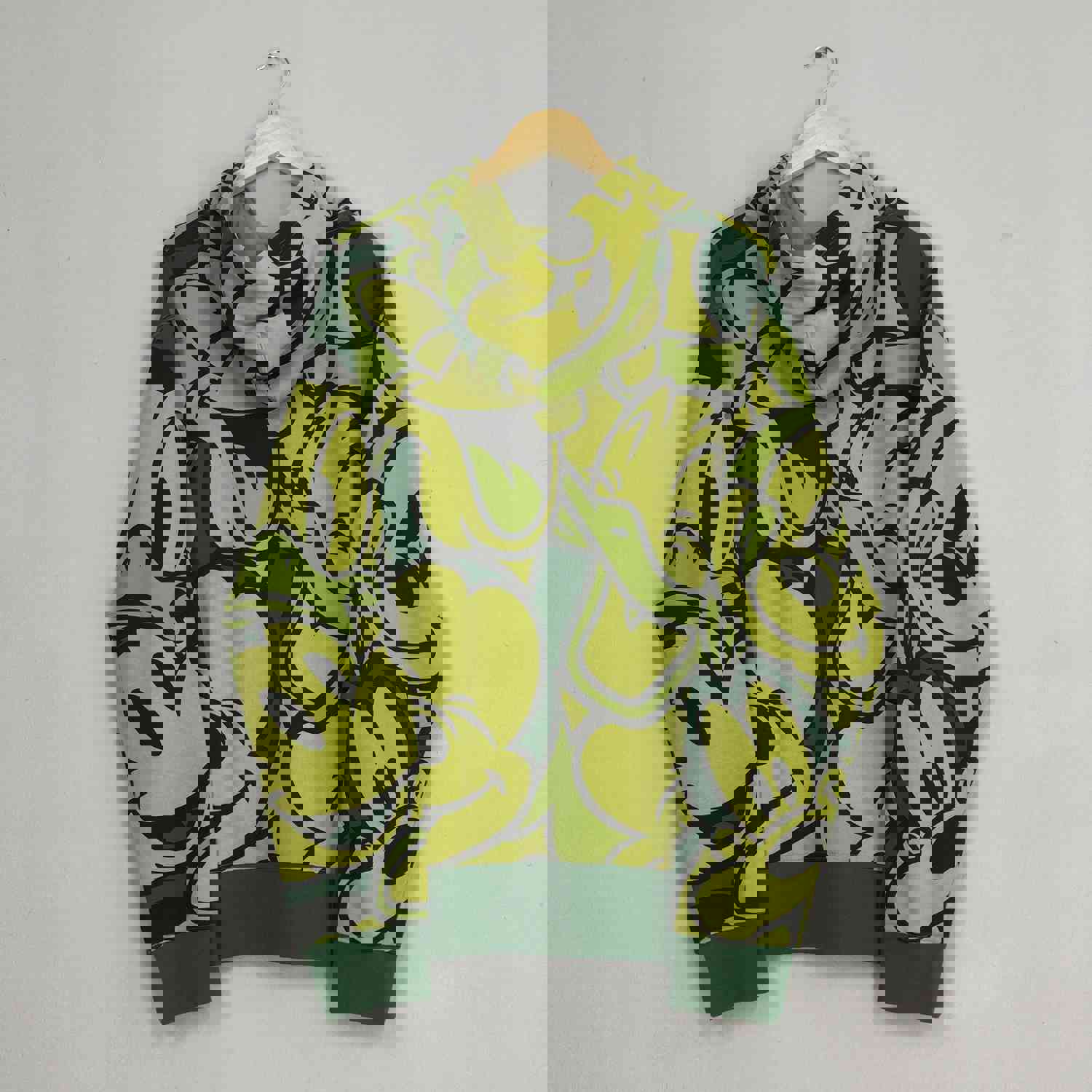 Vintage Mickey Mouse Full-Print Hoodie Sweatshirt - Large Size