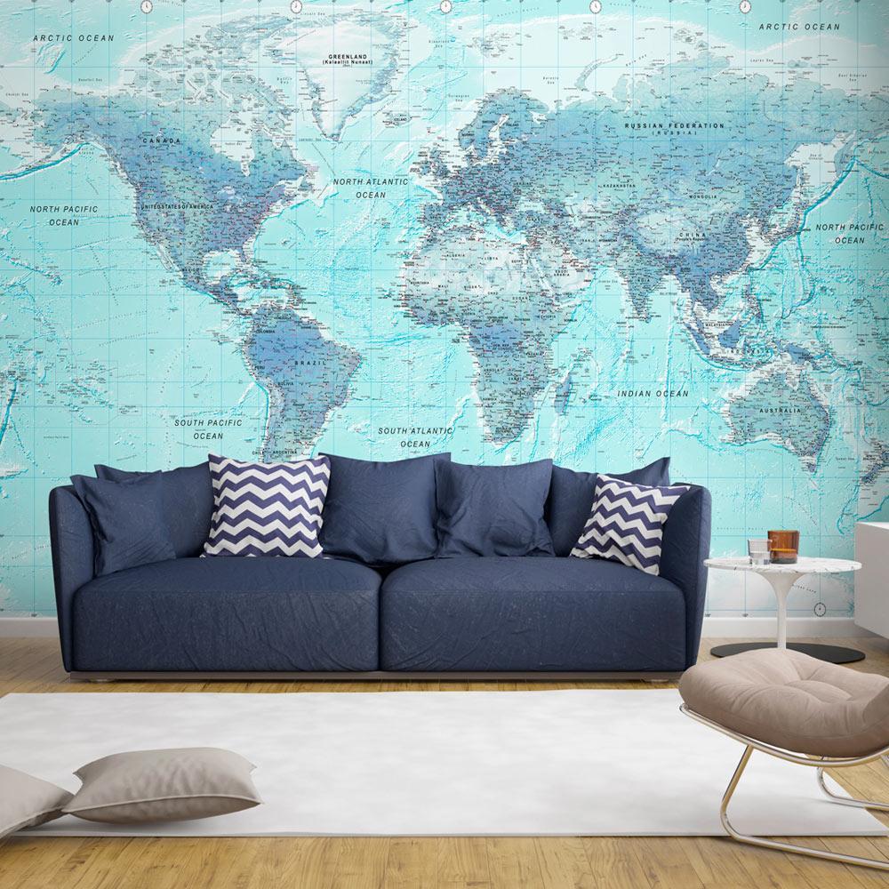 World Map Peel & Stick Wall Mural - Sky Blue Adventure