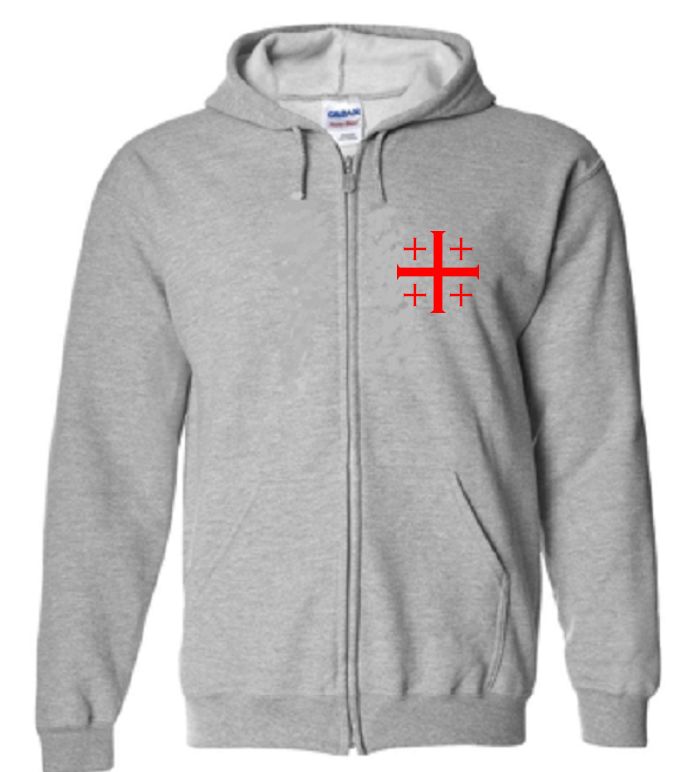 Jerusalem Cross Full Zip Hoodie - Crusades Inspired Design