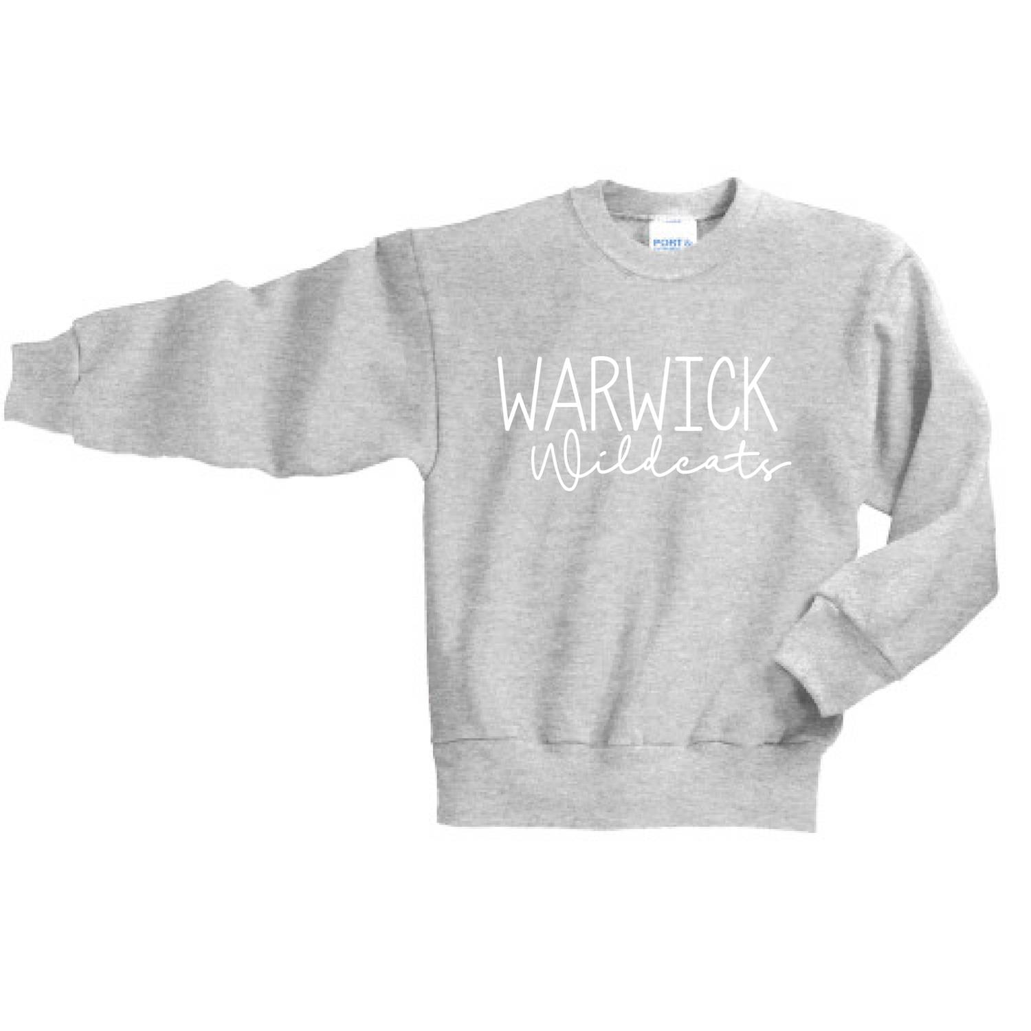 White Warwick Wildcats Fleece Crewneck Sweatshirt