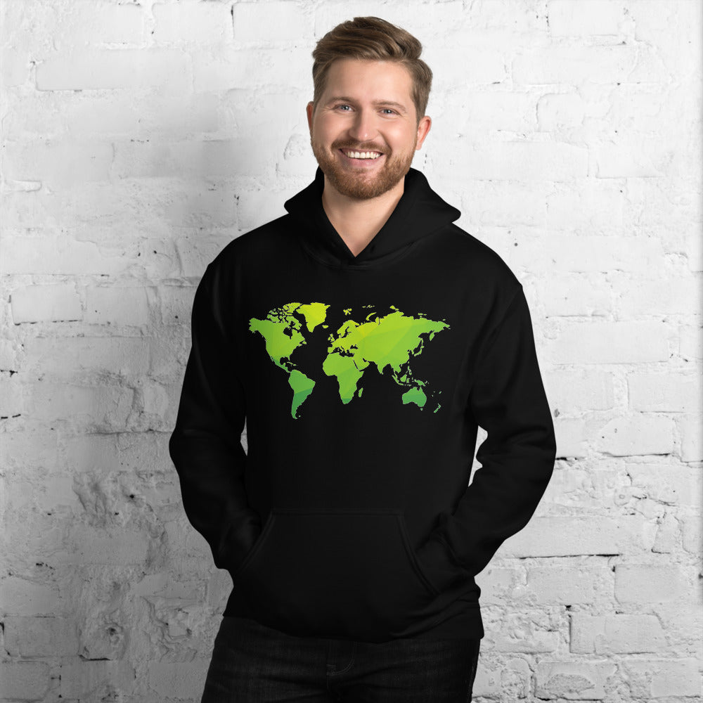 Cozy World Map-Printed Hoodie