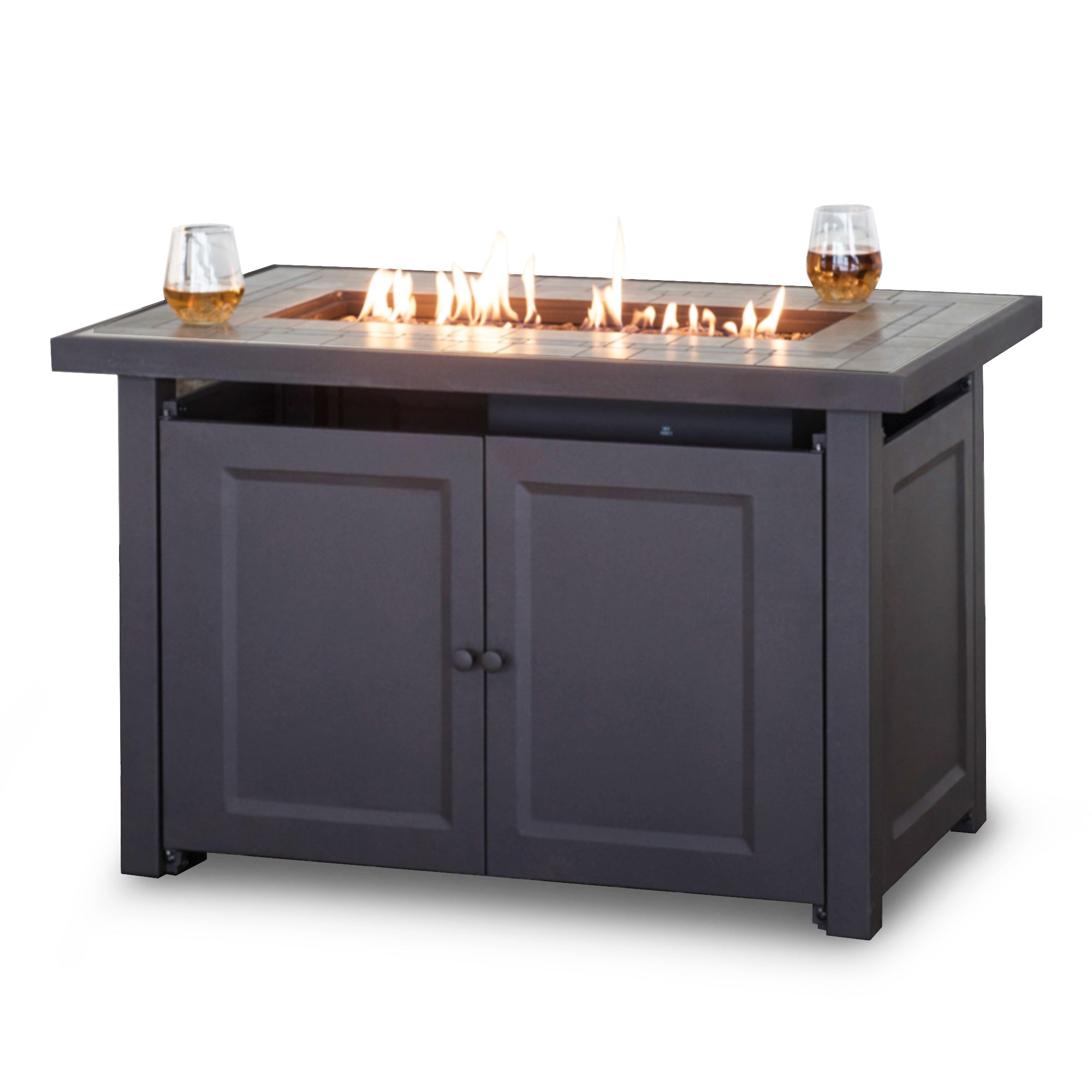 Sunjoy Outdoor Propane Fire Pit Table with Hidden Tank, Smokeless & Stylish