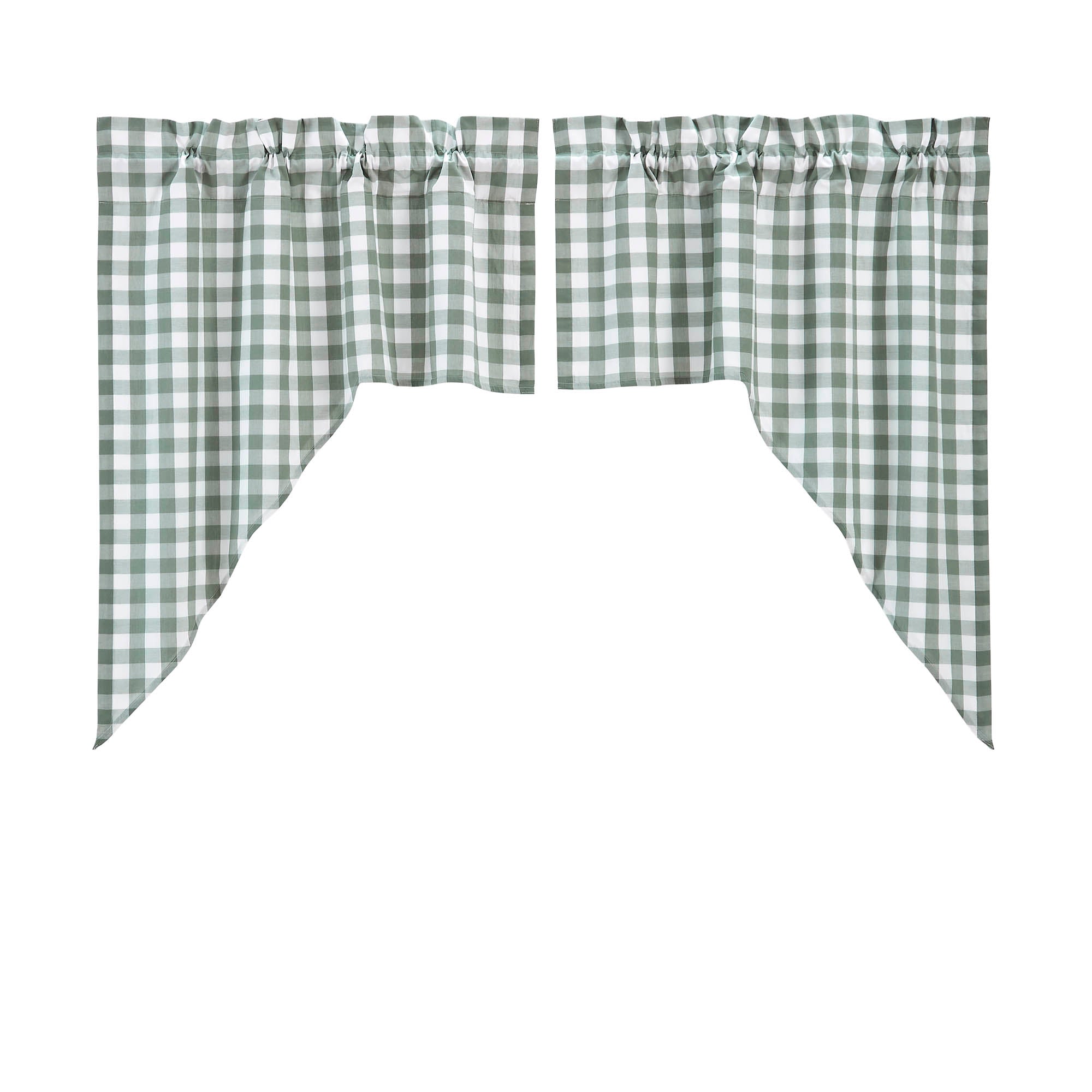 Annie Buffalo Green Check Swag Set, 36x36, Country Cottage Style