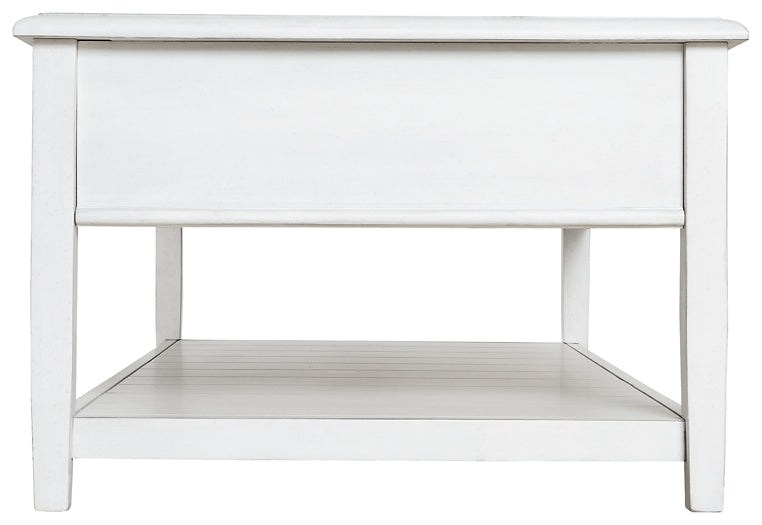 Vintage Whitewashed Coffee Table with Storage