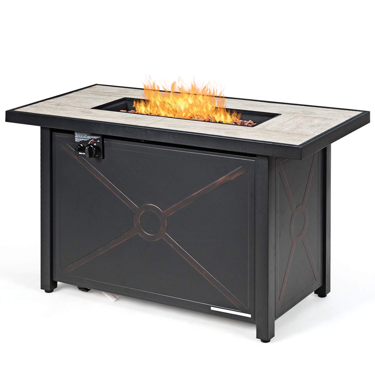 Giantex 60,000 BTU Outdoor Gas Fire Pit Table with Ceramic Top