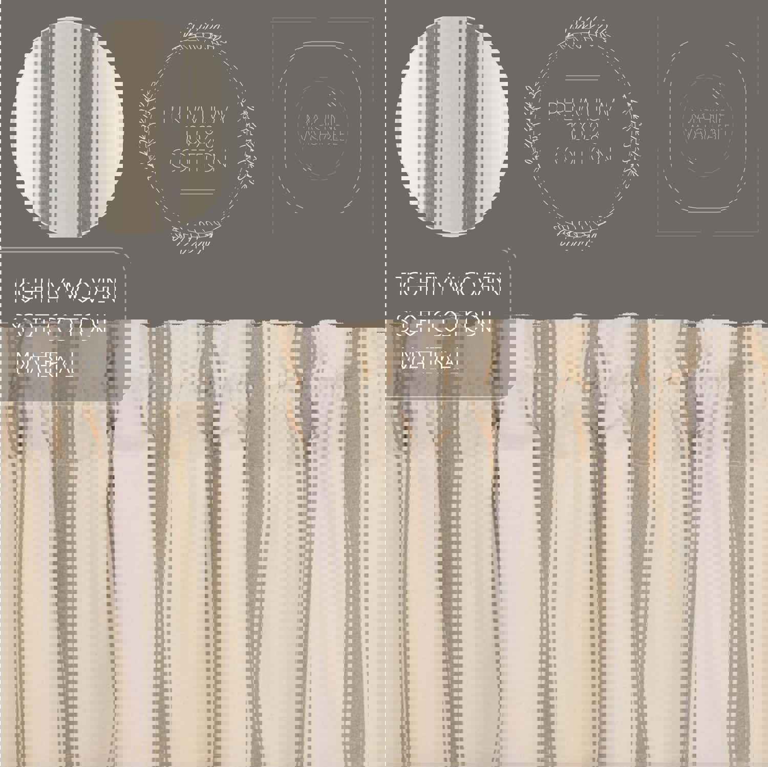 Elegant Prairie Swag Set with Striped Grain Sack Design