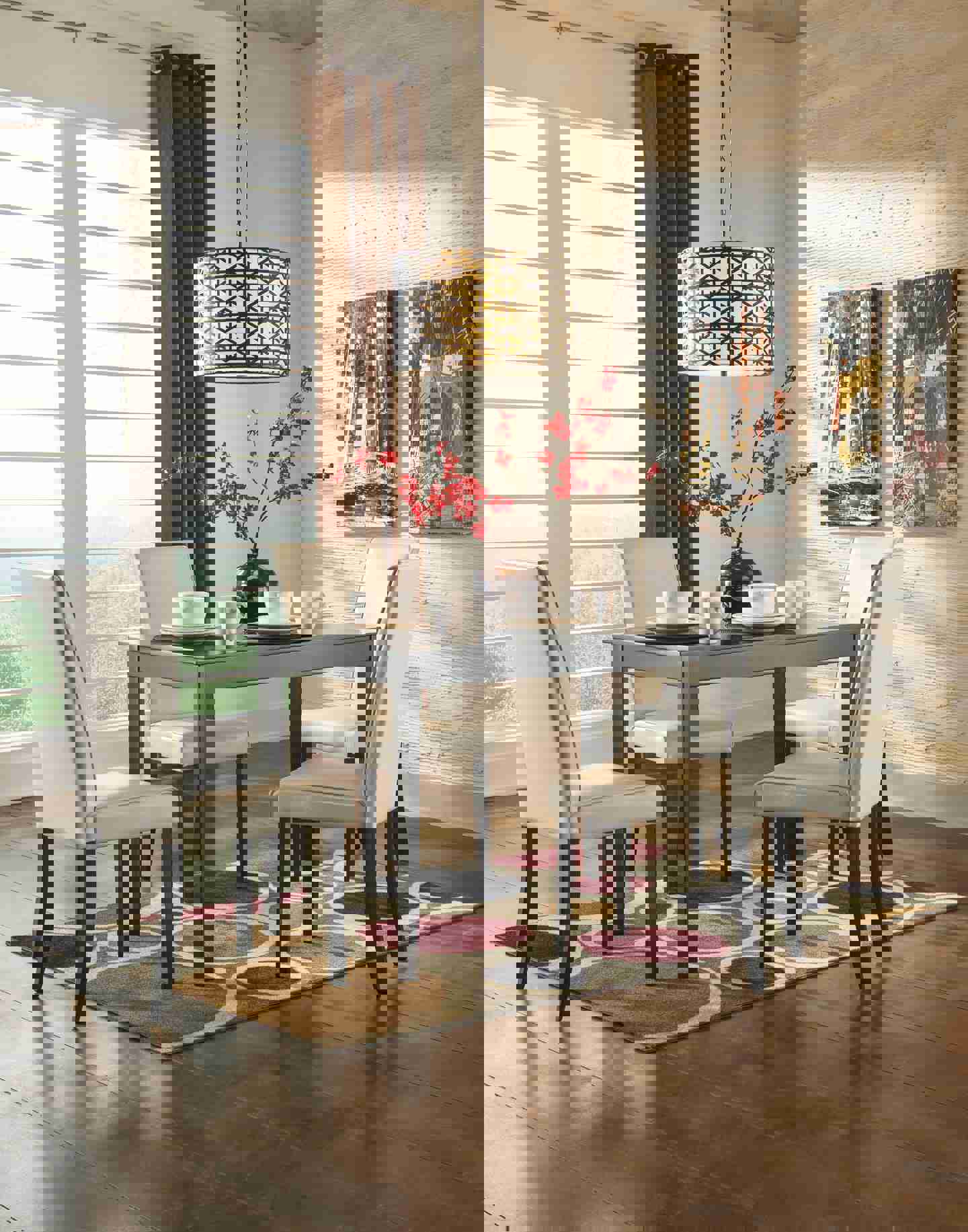Contemporary Kimonte Rectangular Dining Table by Ashley Express