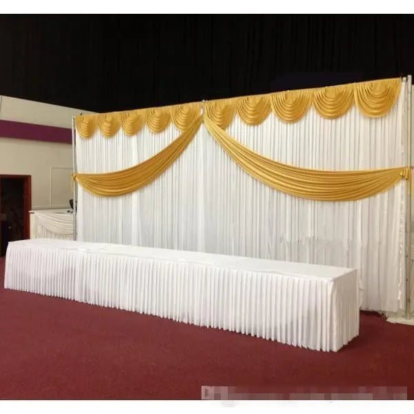 Elegant Gold Satin Wedding Backdrop Curtains 10ftX20ft